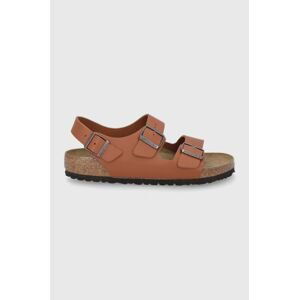 Kožené sandále Birkenstock Milano pánske, hnedá farba