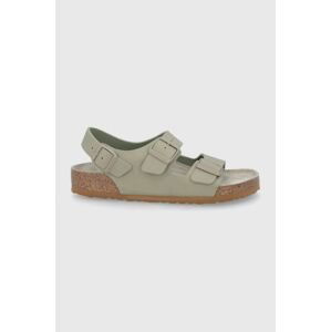 Kožené sandále Birkenstock Milano pánske, zelená farba