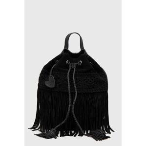 Semišový ruksak Desigual dámsky, čierna farba, malý, jednofarebný
