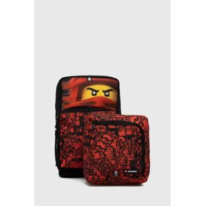 Detský ruksak Lego červená farba, veľký, vzorovaný
