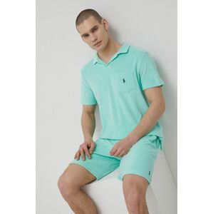 Pyžamové polo tričko Polo Ralph Lauren tyrkysová farba, jednofarebná