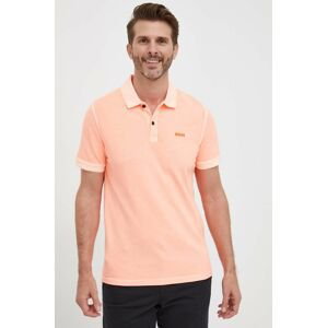 Bavlnené polo tričko BOSS BOSS CASUAL oranžová farba, jednofarebné