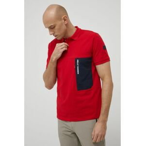 Bavlnené polo tričko Helly Hansen červená farba, s potlačou