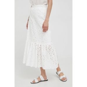 Bavlnená sukňa Pennyblack béžová farba, midi, áčkový strih