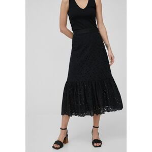 Bavlnená sukňa Pennyblack čierna farba, midi, áčkový strih