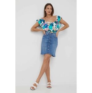 Rifľová sukňa Pepe Jeans Marble Skirt midi, rovný strih