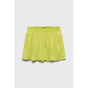 Dievčenská sukňa United Colors of Benetton žltá farba, mini, áčkový strih