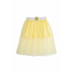 Dievčenská sukňa Mini Rodini žltá farba, midi, áčkový strih
