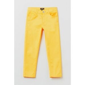 Detské nohavice OVS žltá farba, jednofarebné