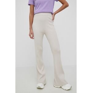 Nohavice Tommy Jeans dámske, béžová farba, jednofarebné