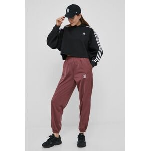 Nohavice adidas Originals HC7043 dámske, bordová farba, jogger, vysoký pás