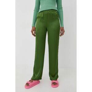 Nohavice Liu Jo dámske, zelená farba, rovné, vysoký pás