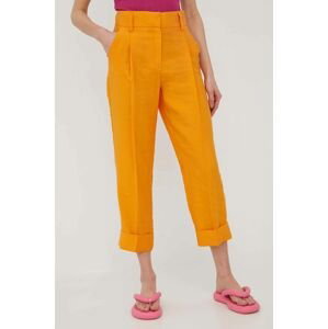 Nohavice Only dámske, oranžová farba, rovné, vysoký pás