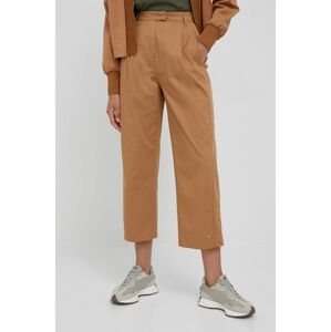 Nohavice Sisley dámske, hnedá farba, široké, vysoký pás