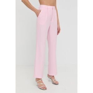 Nohavice Bardot dámske, ružová farba, rovné, vysoký pás