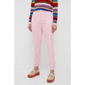 Nohavice Polo Ralph Lauren dámske, ružová farba, strih chinos, vysoký pás