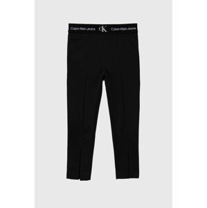 Detské nohavice Calvin Klein Jeans čierna farba, jednofarebné