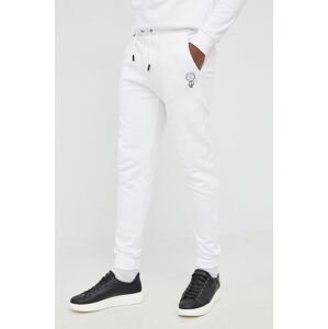 Nohavice Karl Lagerfeld pánske, biela farba, jednofarebné