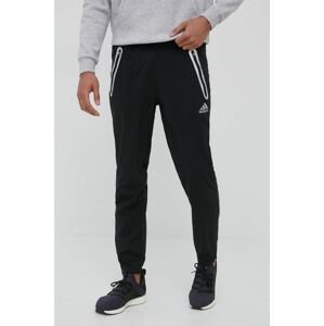 Bežecké nohavice adidas Performance Fast pánske, čierna farba, priliehavé