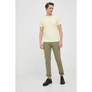 Nohavice Pepe Jeans Sloane pánske, zelená farba, strih chinos