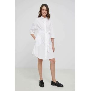 Bavlnené šaty Armani Exchange biela farba, mini, rovná