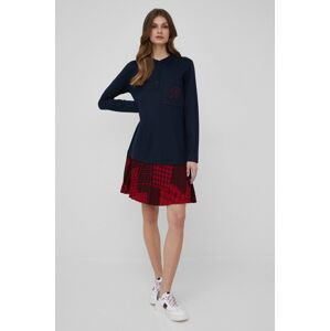 Šaty Tommy Hilfiger Icon tmavomodrá farba, mini, áčkový strih