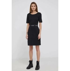 Šaty Calvin Klein čierna farba, mini, áčkový strih