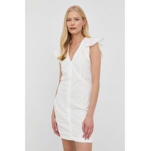 Bavlnené šaty Young Poets Society biela farba, mini, priliehavá