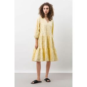 Bavlnené šaty Ivy & Oak béžová farba, mini, áčkový strih
