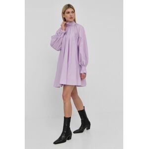 Bavlnené šaty Custommade fialová farba, mini, oversize