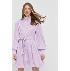 Šaty Custommade fialová farba, mini, áčkový strih