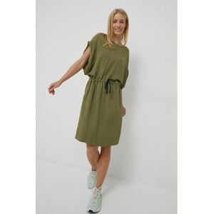 Bavlnené šaty Deha zelená farba, mini, rovný strih