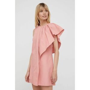Šaty Sisley ružová farba, mini, rovný strih