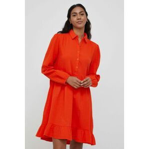 Bavlnené šaty United Colors of Benetton oranžová farba, mini, áčkový strih