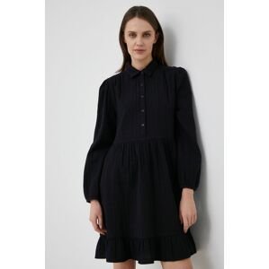 Bavlnené šaty United Colors of Benetton čierna farba, mini, áčkový strih