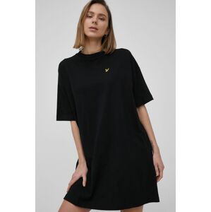 Bavlnené šaty Lyle & Scott čierna farba, mini, oversize