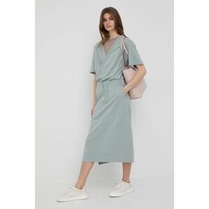 Bavlnené šaty G-Star Raw zelená farba, maxi, oversize