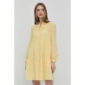 Šaty HUGO žltá farba, mini, áčkový strih