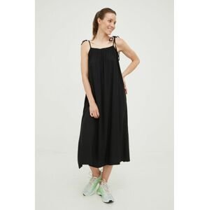 Šaty Outhorn čierna farba, midi, áčkový strih