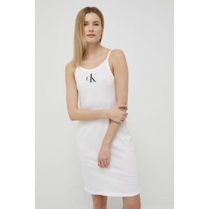 Bavlnené plážové šaty Calvin Klein biela farba, mini, priliehavé