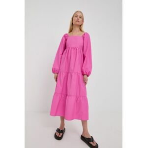 Šaty Gestuz ružová farba, midi, áčkový strih