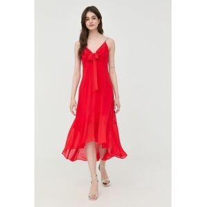 Šaty Morgan červená farba, midi, áčkový strih