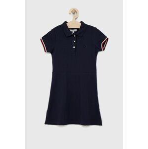 Dievčenské šaty Tommy Hilfiger tmavomodrá farba, mini, áčkový strih