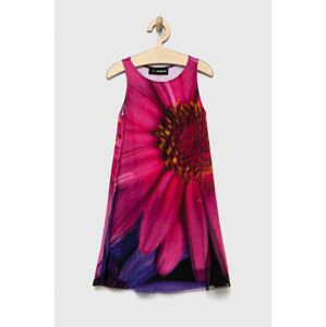 Dievčenské šaty Desigual fialová farba, mini, áčkový strih