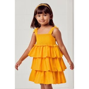 Dievčenské šaty Mayoral oranžová farba, mini, áčkový strih