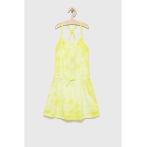 Dievčenské bavlnené šaty United Colors of Benetton žltá farba, midi, rovný strih