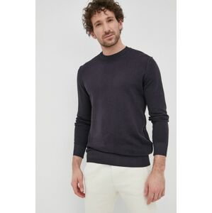 Bavlnený sveter Sisley pánsky, tmavomodrá farba, tenký,