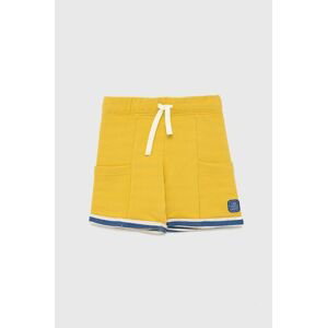 Detské bavlnené šortky United Colors of Benetton žltá farba, nastaviteľný pás