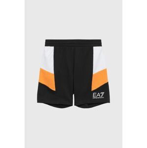 Detské bavlnené šortky EA7 Emporio Armani čierna farba,