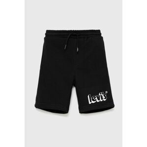 Detské krátke nohavice Levi's čierna farba, nastaviteľný pás